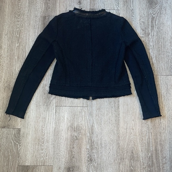 Rebecca Taylor Cropped Black Tweed Jacket | Sz 6 wool blend - Picture 6 of 8